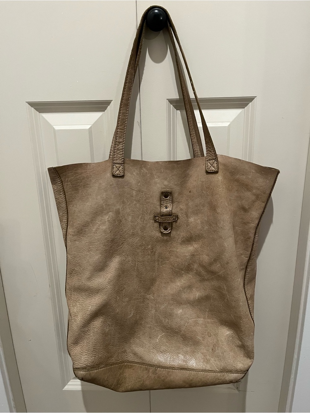 Monserat De Lucca Taupe Leather Tote Bag